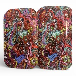 Metal Trays with PCV Soft Magnetic Lid Trippy Rolling Tray with Lid Home Storage